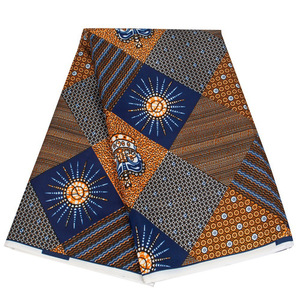 Tissus Africains en Coton Ciré Doré Imprimés Pagnes Batik <span class=keywords><strong>pour</strong></span> Robes et Vêtements Styles Unis <span class=keywords><strong>pour</strong></span> Sacs et Chemises à Utiliser en Entoilage - Product Image 2