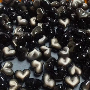 Cristal Natural de Obsidiana Plateada en Forma de Corazón, Piedra Curativa para Decoración, Precio al por Mayor - Product Image 5