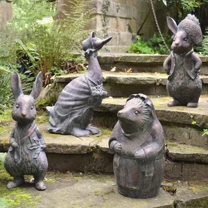 עיצוב חדש של בעלי חיים פסל סיטוני גן קישוט צלמיות ארנב, פולירישן גודל המשפחה משפחה ארנב