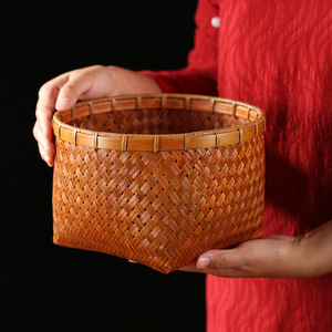 Handmade <b>Bamboo</b> Woven Baskets Round Storage <b>Containers</b> For Living Room Desktop Use Guizhou Origin - Product Image 5