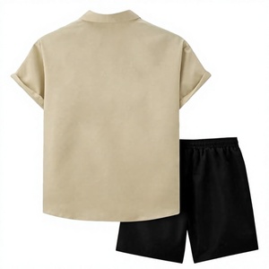 Ensemble décontracté 2 pièces unisexe : T-shirt à manches courtes uni respirant 95% coton extensible col rond et short – Idéal printemps-été - Product Image 2