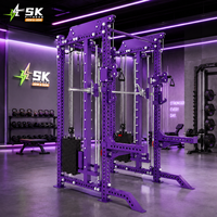 Máquina de ejercicios multifuncional SK Commercial Cable Crossover, máquina Smith, jaula de potencia, barra de dominadas, equipo de gimnasio profesional, color rojo.