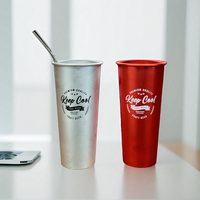 Mug à bière froide personnalisé de 450 ml, changeant de couleur, sublimation, qualité alimentaire, recyclable, réutilisable, en aluminium anodisé, isolation thermique