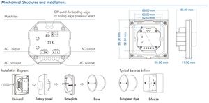 Atenuador LED Rotatorio <span class=keywords><strong>S1</strong></span>-<span class=keywords><strong>K</strong></span> AC100V 240V RF2.4G Inalámbrico 1CH Triac Táctil - Product Image 4
