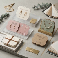 Cartes d'emballage pour bijoux en papier imprimées avec logo personnalisé, porte-boucles d'oreilles, porte-colliers, accessoires pour pinces à cheveux, étiquettes suspendues