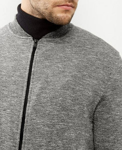Veste bomber en jersey pour homme, nouvelle mode, avec manches contrastées et capuche, respirante et coupe-vent, hiver, bleu marine - Product Image 4