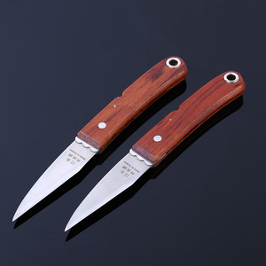 Shuangsong Folding Grafting Knife 80mm High Carbon Steel Straight Edge Brown Handle Gardening Tool - Product Image 3