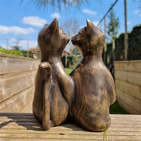 Double rencontres chat Statue en résine maison jardin ornement extérieur cour Sculpture d'art