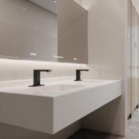 Robinet de lavabo automatique infrarouge noir de haute qualité HLK avec cartouche céramique, montage monotrou pour hôtels et hôpitaux