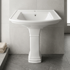 Lavabo con Pedestal a Precio Económico, Lavamanos con Soporte, Material Cerámico, Productos Sanitarios para Baño de la India - Product Image 2