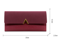 Dompet Wanita Panjang Grosir Populer, Dompet Gesper Kulit PU, Tempat Kartu Bentuk V, Dompet Koin Korea, Carteras Para Mujer