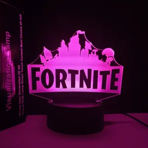 Illusion Lamp Fortnite 3D Acrylic Lamp 3D LED Custom Night Lamp Kids Boys Gift 3D Anime Remote 16 Colors 4 Modes Black 50 40 90