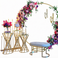 Support de toile de fond doré pour cérémonie, décoration d'arche de ballons circulaire, scène de mariage, fête, événement, support en fer durable