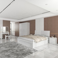 Meubles de lit queen size à prix de gros 5 pièces grand moderne en bois brillant blanc 1500 mm ensemble de chambre à coucher avec rangement