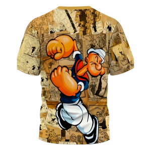 Comfortable Breathable Fabric Men Retro Manga Style <strong>Popeye</strong> Printed Short Sleeved <strong>T</strong> <strong>Shirt</strong> with Nostalgic Cartoon Elements - Product Image 3