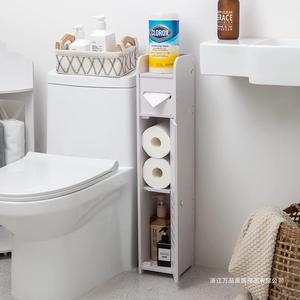 Bamboo Storage Rack White 6 Tier With Door Shelf <b>Tissue</b> Holder Bathroom Cabinet Minimalist Design - Product Image 2