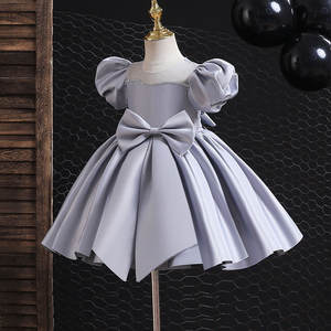 <b>Kids</b> Clothes Dress <b>Bubble</b> Sleeve Bow-Knot Birthday Party Baptism Dress Cotton Lining High Quality Baby Girls Princess Dresses - Product Image 5