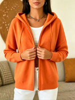 Nouvelle Collection Automne/Hiver 2026 – Cardigan en Maille Décontracté à Capuche Zippé Couleur Unie pour Femme, 100% Polyester