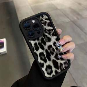 Coque de téléphone en silicone noir léopard tendance pour iPhone 14 15 16 Pro Max 11 12 13 17 8 Plus XR XS MAX Housse épaisse douce et cool - Product Image 5