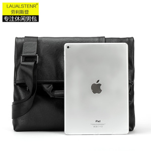 Laulalstern Sac messager pour homme en cuir véritable, sac à bandoulière décontracté pour affaires, couleur unie, toutes saisons, printemps 2023 - Product Image 2