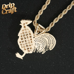 Collar con Colgante <span class=keywords><strong>de</strong></span> Gallo Estilo Hip Hop, Chapado en Oro <span class=keywords><strong>de</strong></span> 14K, Incrustado con Circonita, Unisex - Product Image 5