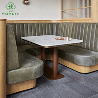 HUALIN Cabine de canapé en bois massif de style moderne pour restaurant sur le thème des cafés des hôtels et des restaurants Table et chaises