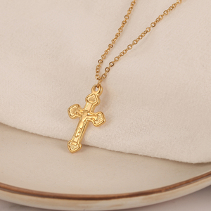 Homens de fé católica crucifixo 18k ouro da moda colar de pingente de aço inoxidável colar de jesus cruz - Product Image 2
