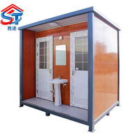 Baño Portátil Prefabricado de Lujo Moderno, Unidad Doble, con Panel Sándwich y Lavabo, para Parques y Resorts