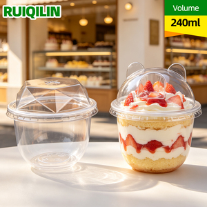 แพ็ค 1000 ใบ ถ้วยขนมหวานขนาด 8 ออนซ์ ถ้วยไอศกรีมขนาดเล็ก ภาชนะใส่อาหาร 240 มล. ถ้วยพลาสติก PP รูปตัวยูน่ารักแบบใช้แล้วทิ้ง พร้อมฝาปิด - Product Image 3