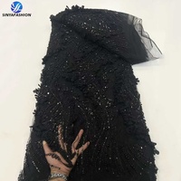 Dentelle française Sinya de luxe en maille brodée de perles et de sequins floraux 3D, 5 yards, haute qualité, tissu lourd perlé