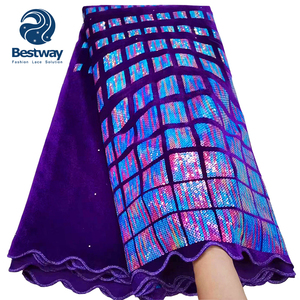 Bestway 2023 כפול נטו חומר פאייטים רקמה כבד קטיפה תחרה בד - Product Image 6