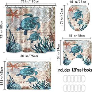 Set da bagno 3D Set <span class=keywords><strong>tenda</strong></span> da doccia 4 pz classica tartaruga impermeabile divisorio antiscivolo assorbente tappetino - Product Image 3