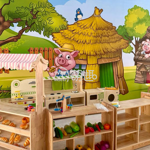 Set di Mobili per Asilo Nido e <span class=keywords><strong>Scuola</strong></span> Materna con Libreria a Forma di Treno e Tema Giardino e Fattoria per Bambini - Product Image 2