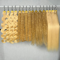 Extensions de cheveux humains vierges bruts de grade 12A, blond 613, lisses soyeux, ondulés, bouclés profonds, pour revendeurs