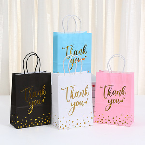 Gold Stamping, Thanks for <strong>Guessing</strong> Gender, Wedding Handbag, Cowhide Paper Bag, Party Gift, Present Bag, Candy Packaging Bag - Product Image 1