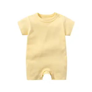 制造商一sie婴儿服装纯色婴儿针织连衫裤短腿100% 棉婴儿连衫裤