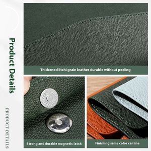 A4 Leather Snap Thickened Storage Waterproof Document Bag, Business Office <b>File</b> Data Organizer Paper <b>Folder</b> Printed Logo Custom - Product Image 3