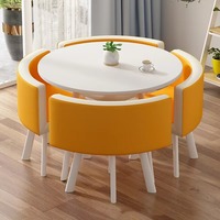 Ensemble de table et 4 chaises modernes en métal durable pour restaurant, mobilier commercial peu encombrant pour centre commercial, école, hôtel, boutique