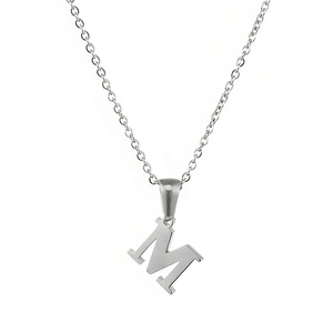 Collana Personalizzata in Argento con Ciondolo a Lettera Iniziale A-Z, <span class=keywords><strong>Charm</strong></span> Alfabetico in Acciaio Inossidabile per Donna - Product Image 2