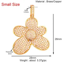 Luxe Classiques Trèfle Feuille Soleil Fleur Zircon Focal Charme Pendentif, Réel 18K Plaqué Or Bijoux Résultats Accessoires Fournitures S01
