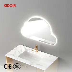 Kidoir No Framed Big Size Custom Cloud Shape Smart Led Light Bathroom Mirror Smart Full-Body Home Hotel Bedroom Dressing Mirror