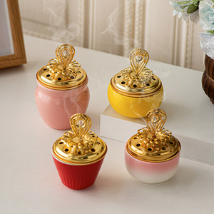 Bruciatore di incenso in ceramica Pagoda dorata con piuma di <span class=keywords><strong>fenice</strong></span> aromatica creativa - Product Image 3