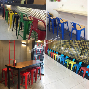 Bán buôn giá rẻ Vàng thanh phân Tolix phong cách kim loại barstool ghế thiết lập xếp chồng nhà hàng thanh ghế - Product Image 2