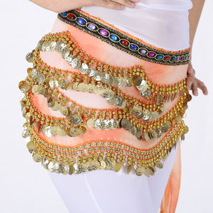 <span class=keywords><strong>Ceinture</strong></span> de danse <span class=keywords><strong>orientale</strong></span> indienne avec strass colorés de 158 cm, foulard de danse du ventre arabe avec pièces d'<span class=keywords><strong>or</strong></span>, accessoires de costume - Product Image 2
