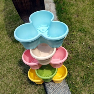 Jardinière de légumes à 3 pétales empilable à 5 niveaux pour fleurs de fraises et d'herbes Jardinage vertical Intérieur Extérieur Pots de jardin empilables en résine - Product Image 2