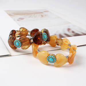 Hot Selling Trendy HR Brand SZ-016 <b>Charm</b> Bracelet Handmade Colorful Stretch Unisex Amber Bead Simple Bracelet - Product Image 1
