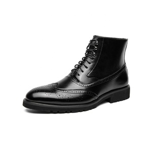 Nouvelles bottes en daim colorées de grande taille pour hommes, style classique rétro, bottes mi-hautes en PU, style brogue - Product Image 5