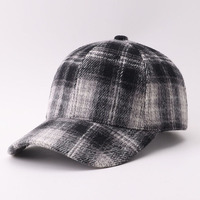 Casquette de baseball unisexe en mélange de laine, motif écossais, brossée et duveteuse, à visière incurvée, réglable, style Dad Hat, vintage, chaude, automne-hiver