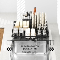 Étagère extensible de rangement unique pour évier de cuisine avec égouttoir 2 étages sèche-vaisselle égouttoir séchage étagère de rangement pour la cuisine