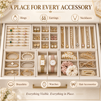 Organisateur de tiroir à bijoux en velours amovible sur mesure avec compartiments personnalisés pour bagues et boucles d'oreilles, couleur personnalisée, boîte cadeau